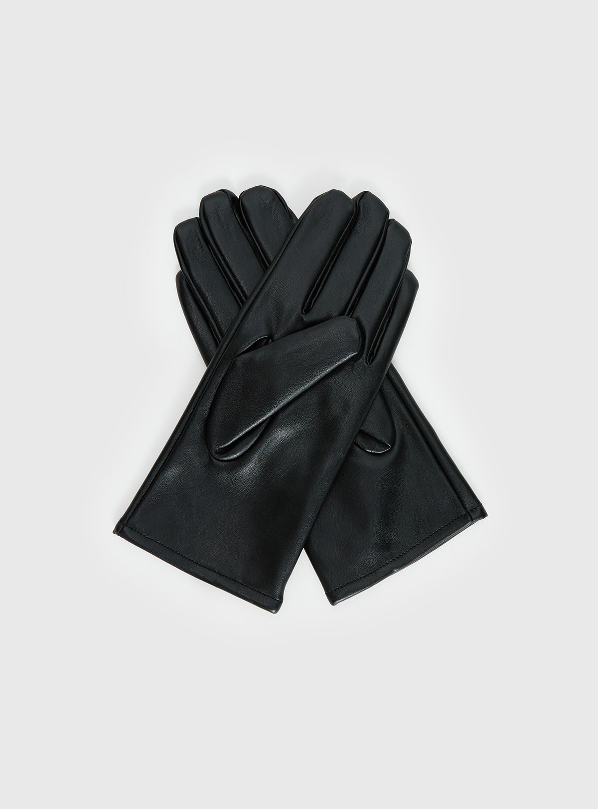 Zaylah Faux Leather Stud Detail Gloves Black