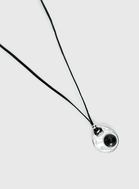 Coastal Chaos Pendant Cord Necklace Silver / Black