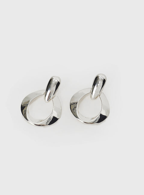 Silver-toned earrings Drop charm, stud fastening