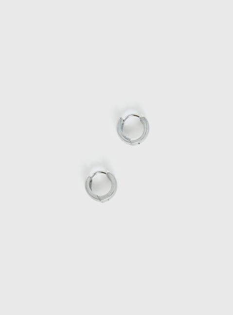 Liora Stainless Steel 10mm Chunky Hoop Earrings Silver