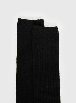 Boderline High Knee Ribbed Socks Black