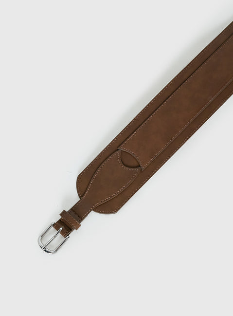 Evanna Faux Leather Belt Brown