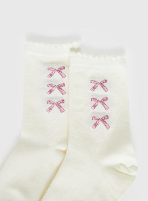 Teen Spirit Bow Socks White / Pink
