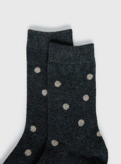 Safire Socks Grey / Beige Polka Dot