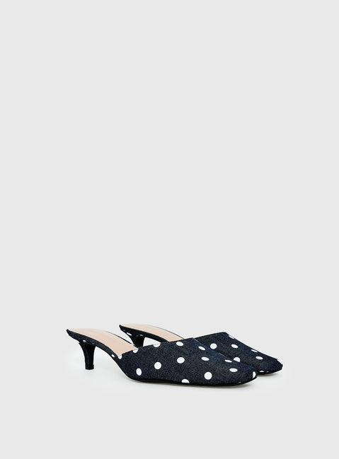 Kaelina Kitten Heels Denim Polka