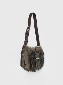 Elliot Faux Fur Shoulder Bag Brown