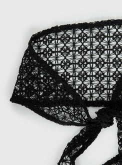 Keighla Crochet Hair Scarf Black