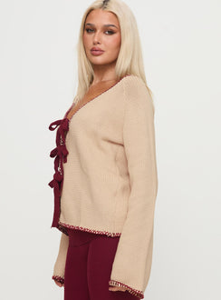 side view of model wearing Princess Polly Kiss Goodbye Knit Cardigan Multi regular 