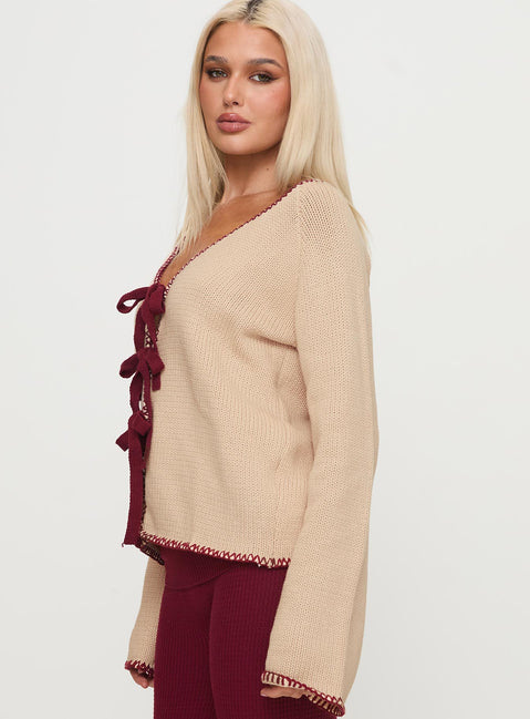 side view of model wearing Princess Polly Kiss Goodbye Knit Cardigan Multi regular 