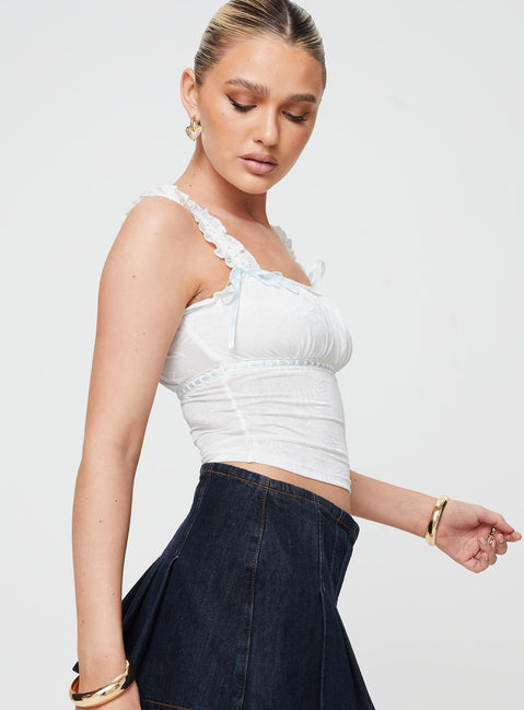 product Princess Polly Sleeveless Square Neck  Dremi Ribbon Top Ivory