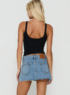 Nicolina Low Rise Raw Hem Denim Mini Skirt Light Vintage Blue