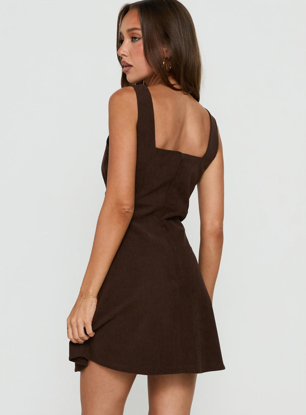 Dasha Corduroy Mini Dress Chocolate