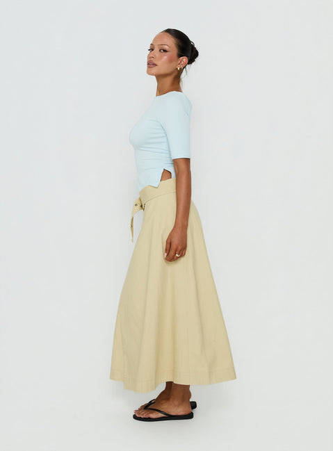 True Visions Belted Maxi Skirt Sand