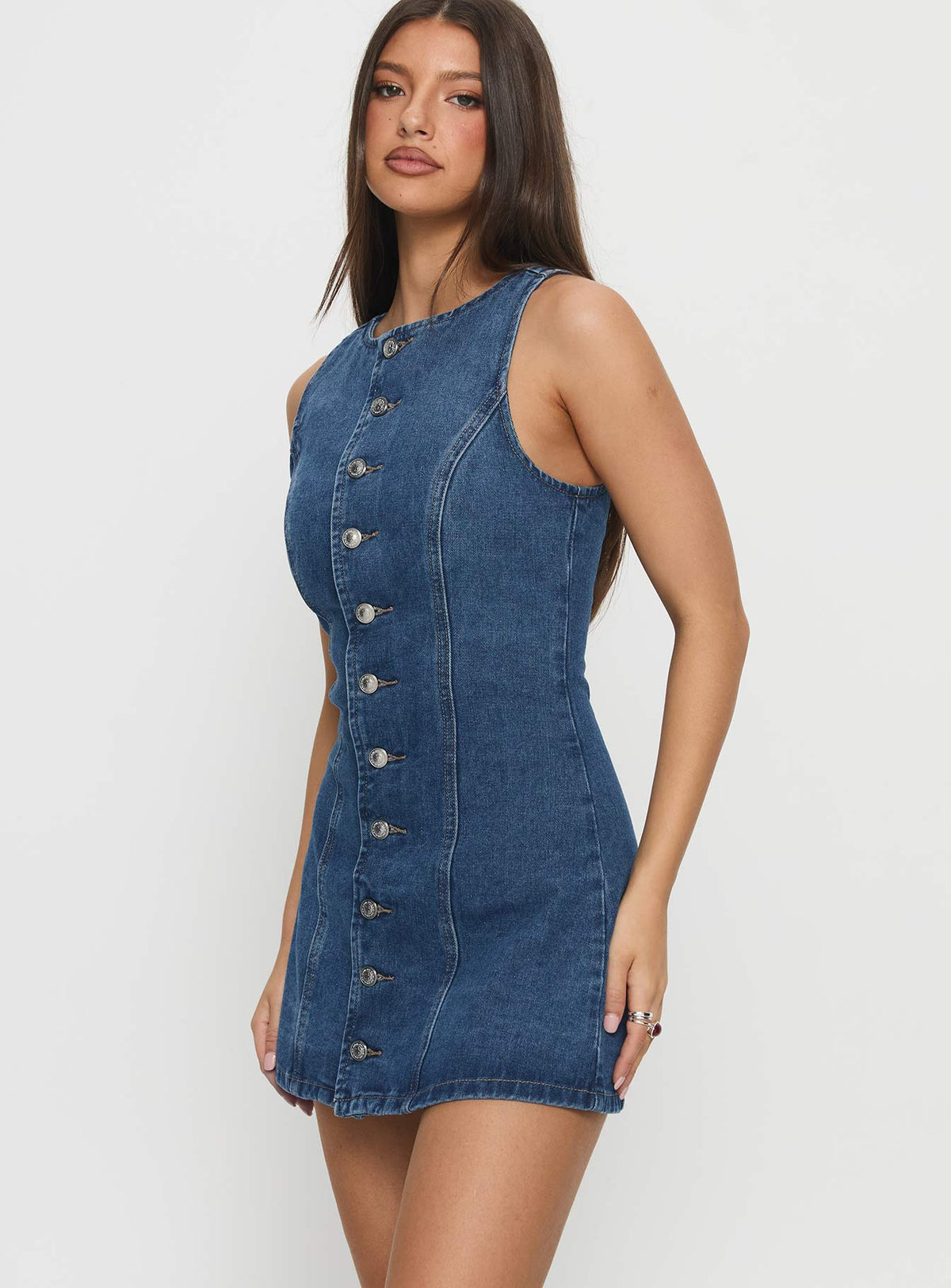 Yumiko Denim Romper Mid Wash Tall