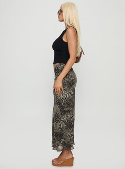   side view of model wearing Princess Polly Kathrynne Maxi Skirt Animal Maxi Skirts 