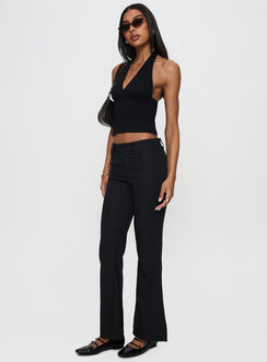 front view of model wearing Princess Polly Jinxed Pant Black Low Rise Pants Pants 