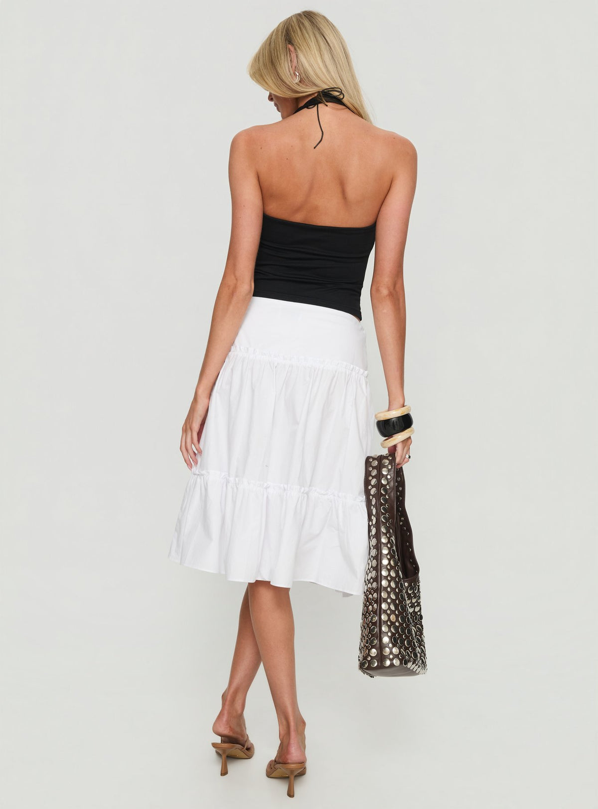 Cascades Low Rise Midi Skirt White