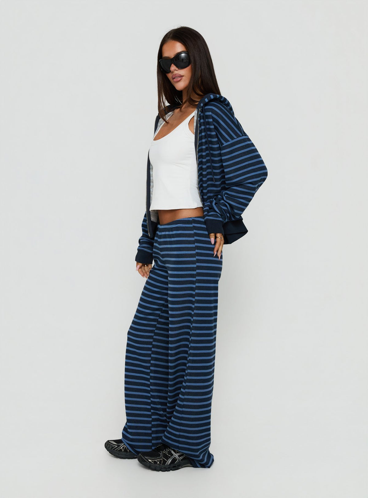 Delaeni Straight Leg Sweatpants Blue Stripe