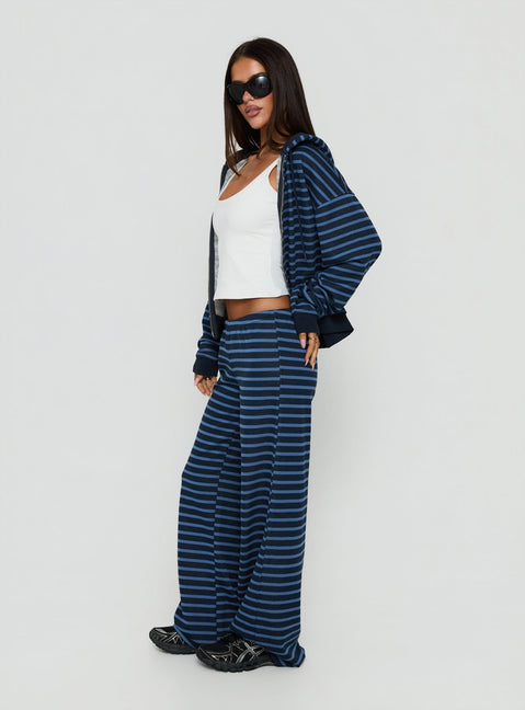 Delaeni Straight Leg Sweatpants Blue Stripe