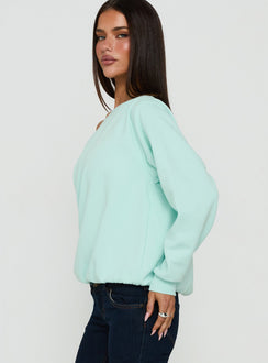 Wellness Off The Shoulder Sweatshirt Turquoise