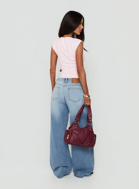 Lokura Low Rise Super Baggy Jeans Vintage Mid Blue Wash