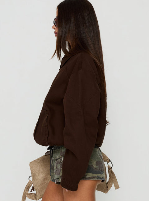 Jaxton Lightweight Denim Jacket Washed Brown