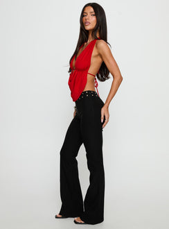 Yevina Eyelet Flare Pant Black Petite