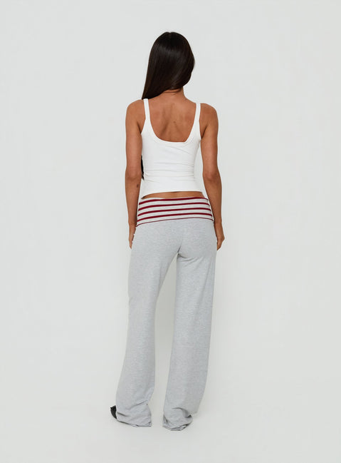 Crafted from Jetset Pants Grey / Red Stripe womens-regular-pants with mid-rise back view of model wearing