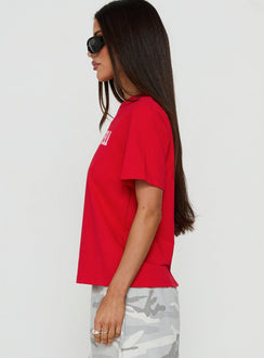 Kiss And Tell Graphic Relaxed Tee Red