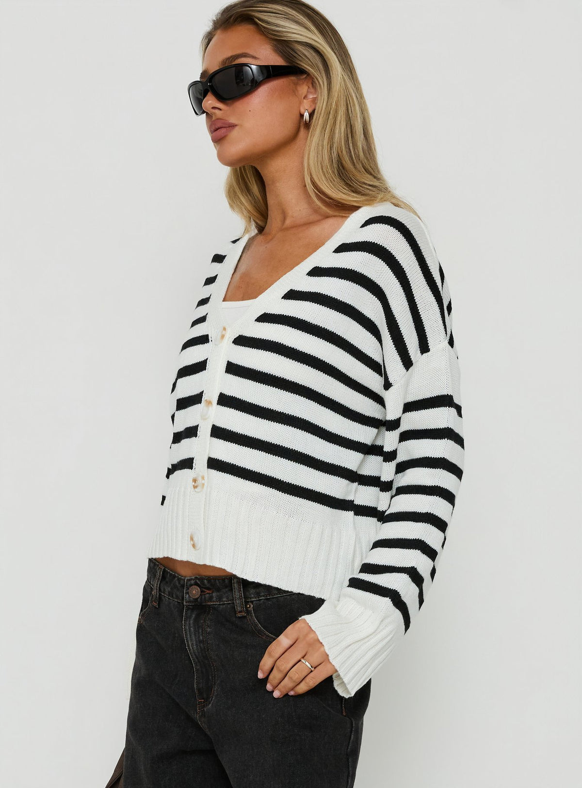Karlson Striped Cardigan Cream / Black