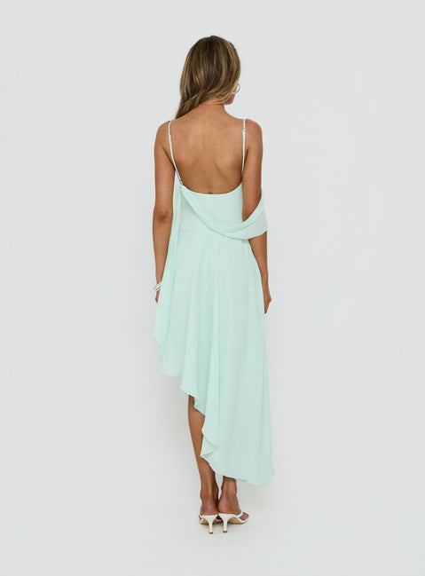 Massey Bust Draping Low Back Midi Dress Aqua