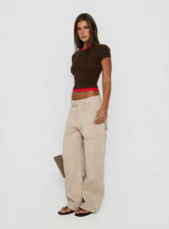 Mistree Mid Rise Baggy Cargo Jeans Taupe