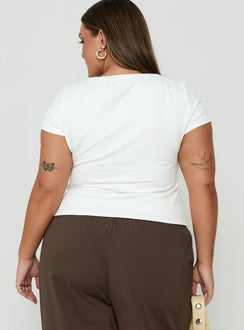 Daily Define Deep V Short Sleeve Top White Curve