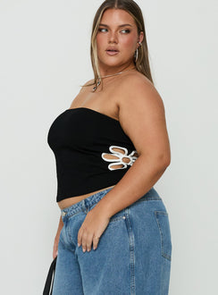 Currents Strapless Cut Out Detail Top Black Curve