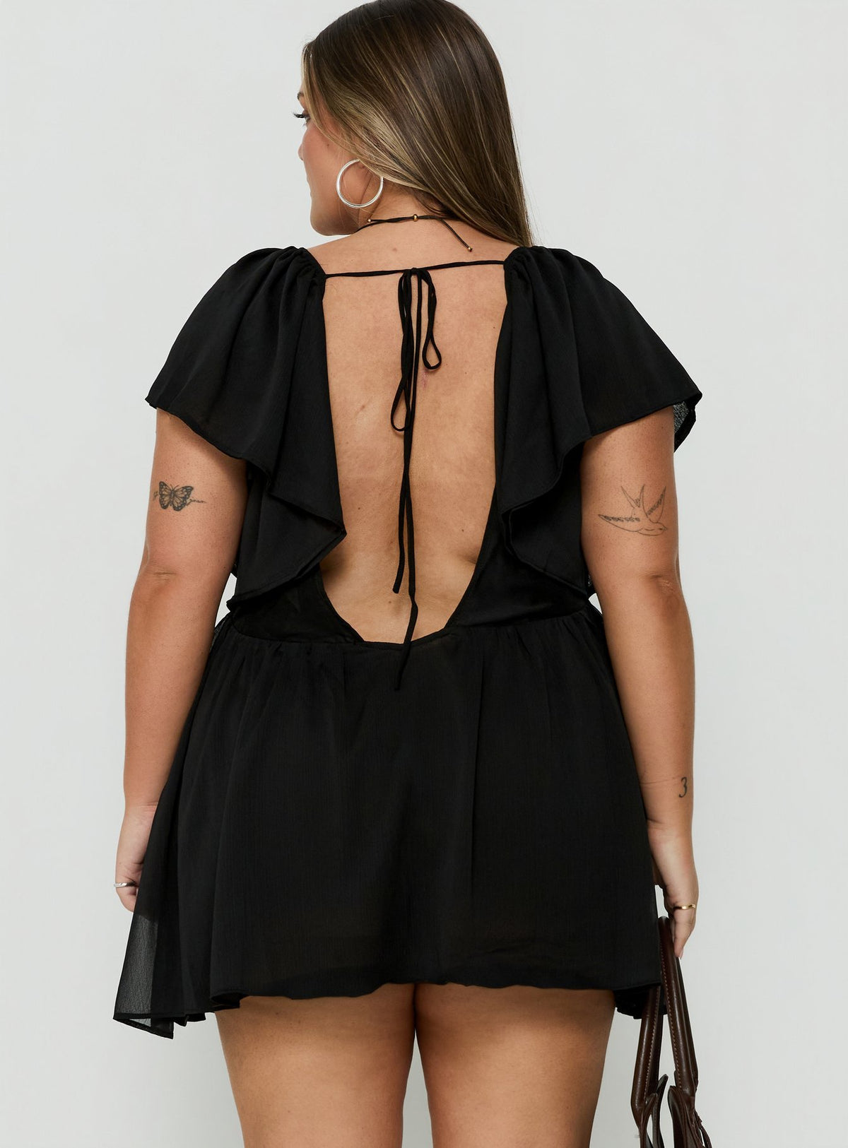 Sun Spirit Plunge Flowy Playsuit Black Curve
