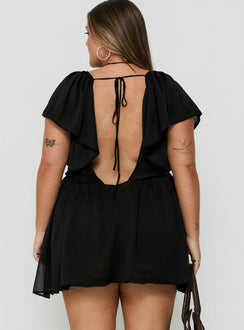 Sun Spirit Plunge Flowy Playsuit Black Curve