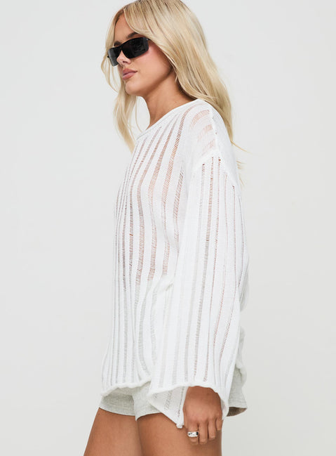 side view of model wearing Princess Polly Ambra Sweater White 