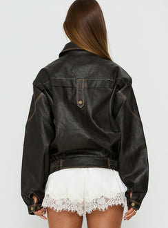 Jaxton Faux Leather Jacket Brown