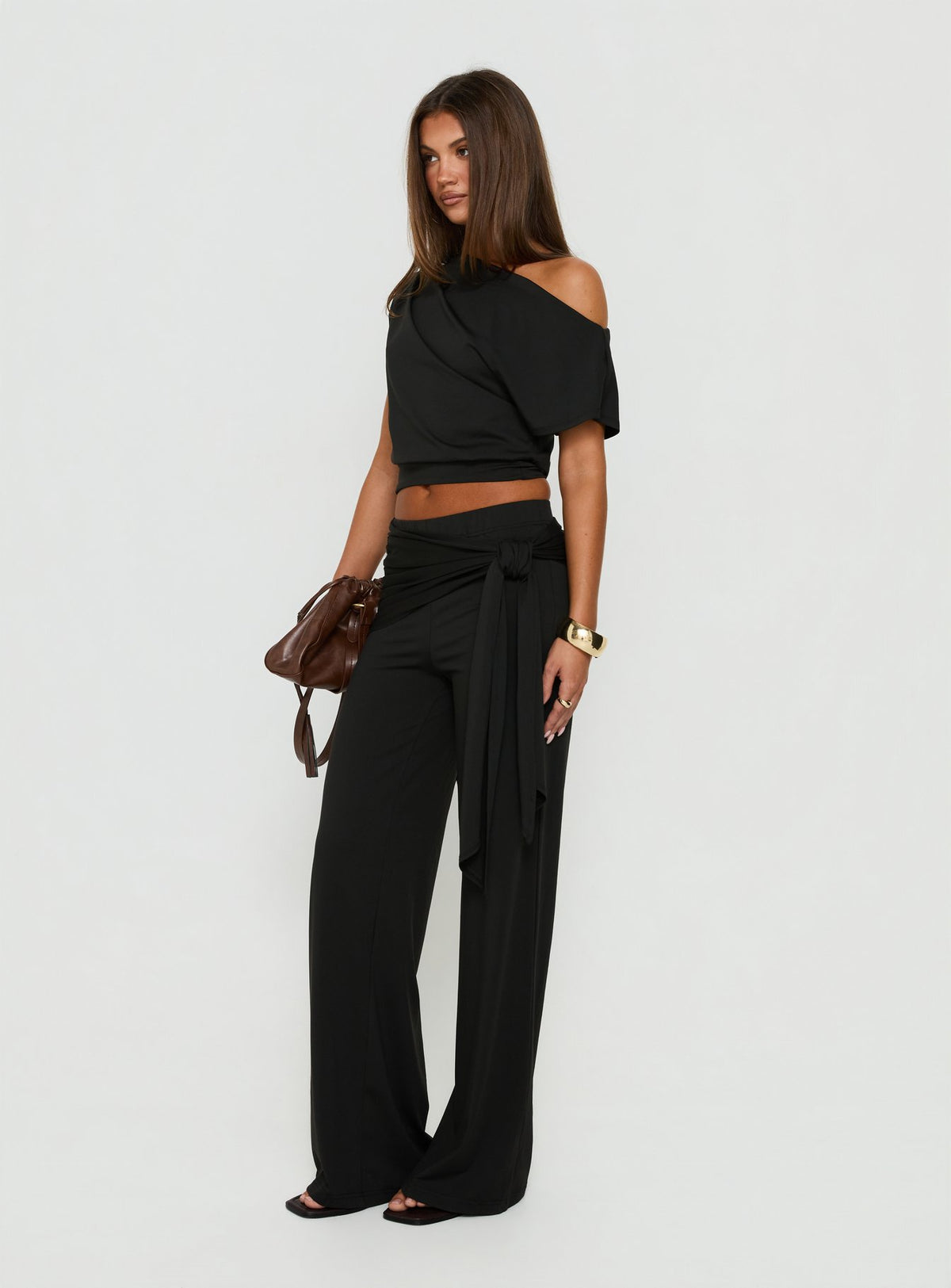 Hadlia Tie Waist Pants Black
