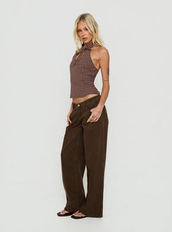 Picco Ultra Low Rise Wide Leg Jeans Brown