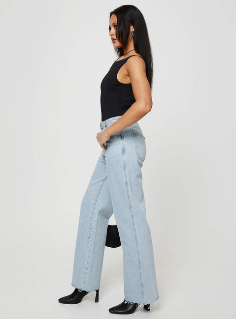product Princess Polly High Waisted  Arlington Straight Leg Denim Jeans Light Wash