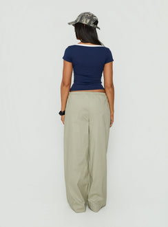 Designed with Toren Drawstring Straight Leg Pants Stone womens-regular-pants featuring mid-rise back view of model wearing Princess Polly
