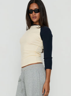 Telepathic Raglan Long Sleeve Top Cream / Navy