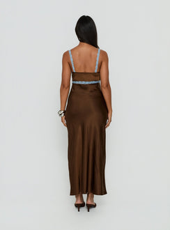 Carletta Lace Contrast Maxi Dress Brown / Blue