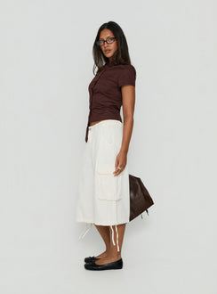 Hudsen Longline Cargo Shorts Cream Petite