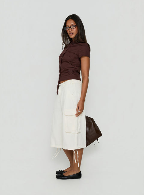 Hudsen Longline Cargo Shorts Cream Petite