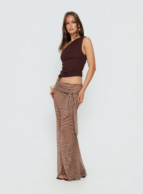   side view of model wearing Princess Polly True Spirit Chiffon Maxi Skirt Multi Maxi Skirts 
