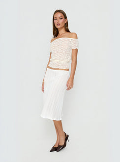 Crafted with the Coralyne Pointelle Midi Skirt White womens-skirts in midi length detail Princess Polly