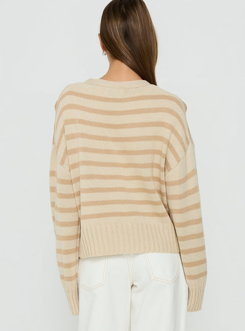 Showcasing the Karlson Striped Cardigan in womens-jumpers with short oversized fit back view of model wearing Princess Polly