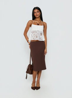 Solenne Sheer Crochet Lace Top White